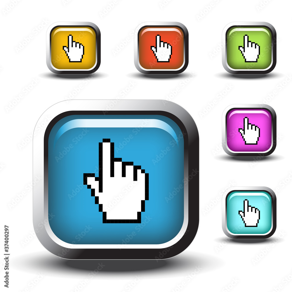 Vector buttons with cursor of hand Vector buttons with cursor of hand