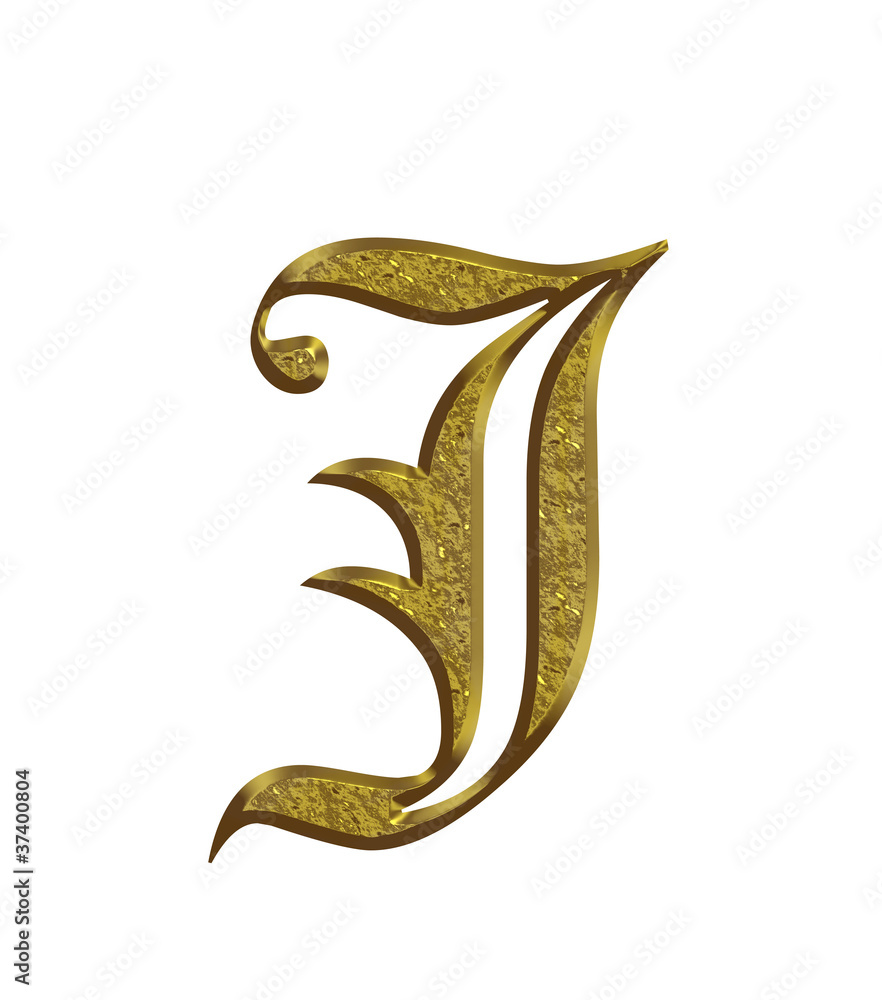 J - Alphabet en or - Lettrine Stock Illustration | Adobe Stock