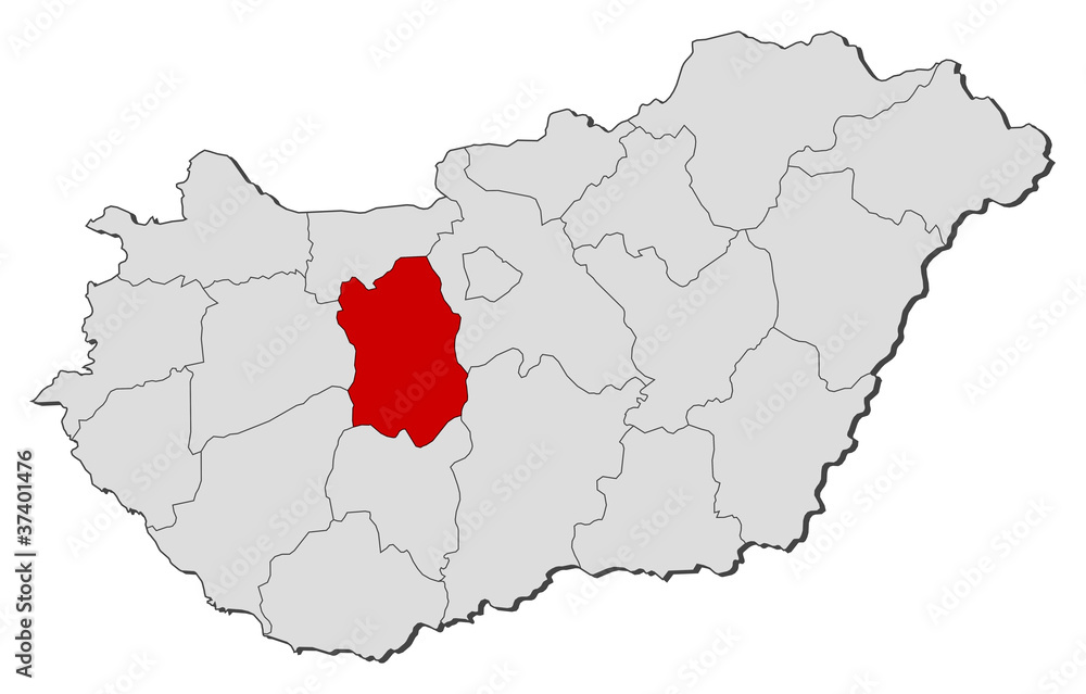 Obraz premium Map of Hungary, Fejér highlighted