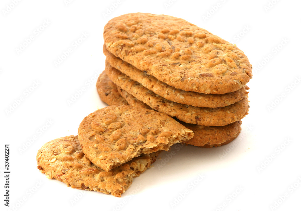 Whole grain biscuits on white background Whole grain biscuits on white background
