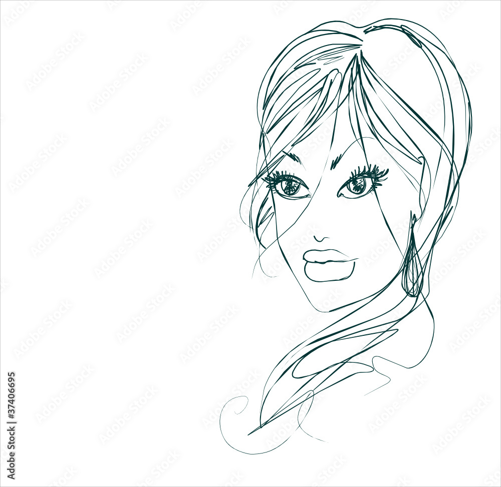 VECTOR background with a portrait of the beautiful young girl VECTOR background with a portrait of the beautiful young girl