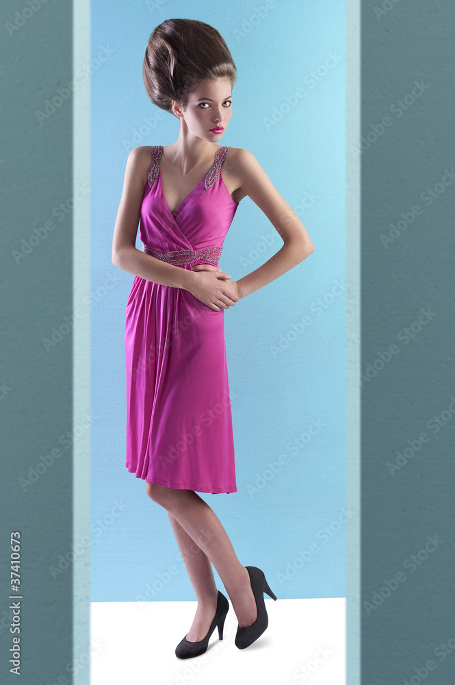 pretty young brunette with a huge up-do pretty young brunette with a huge up-do