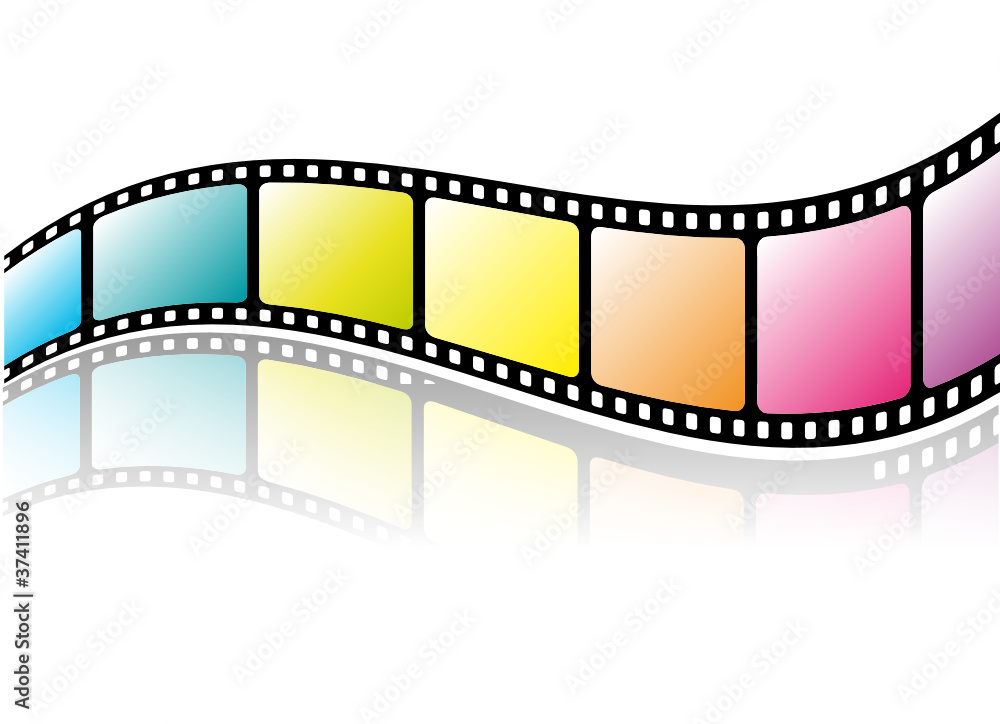 Colorful film strip with reflection