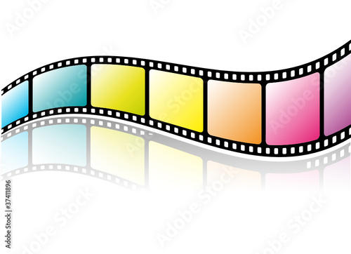 Colorful film strip with reflection