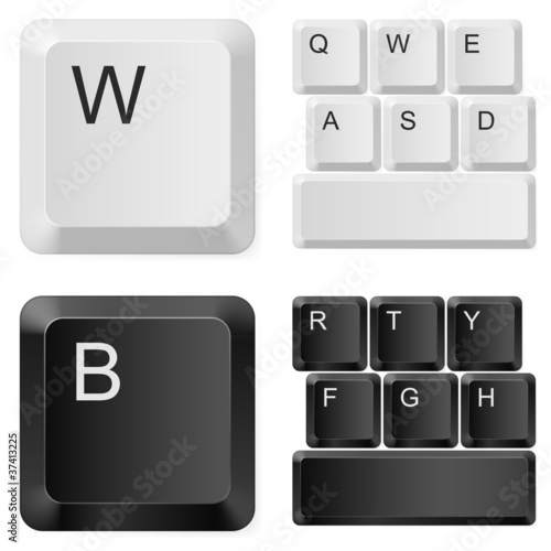 White and black computer keys.