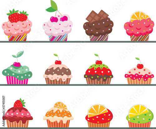 Cupcakes on a regiment. vector