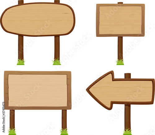 wooden signboard set - vector