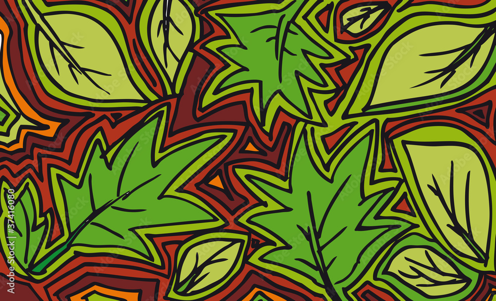 abstract sketch of leaf background. Vector illustration