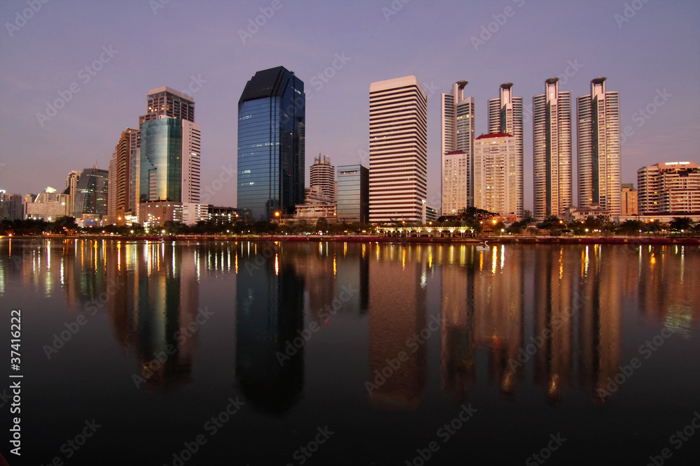 Central business district on evening, Bangkok
