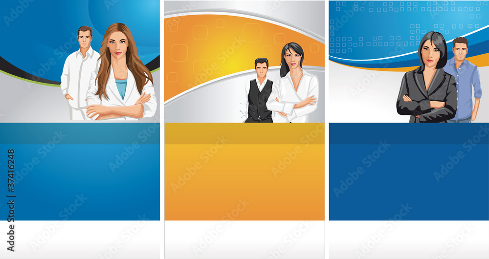 Template for advertising brochure with business people Template for advertising brochure with business people