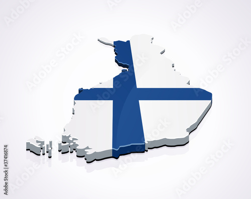 Map of Finland 3D (white background)