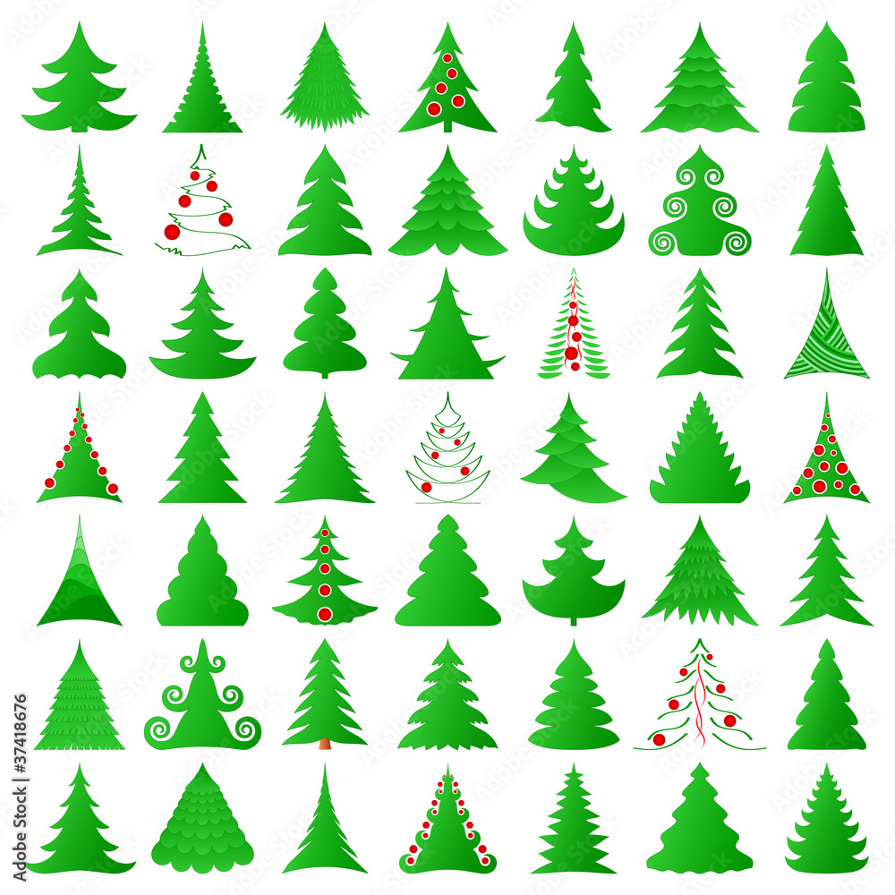 symbolic Christmas trees and decorated ones symbolic Christmas trees and decorated ones