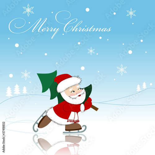 Santa with new year tree