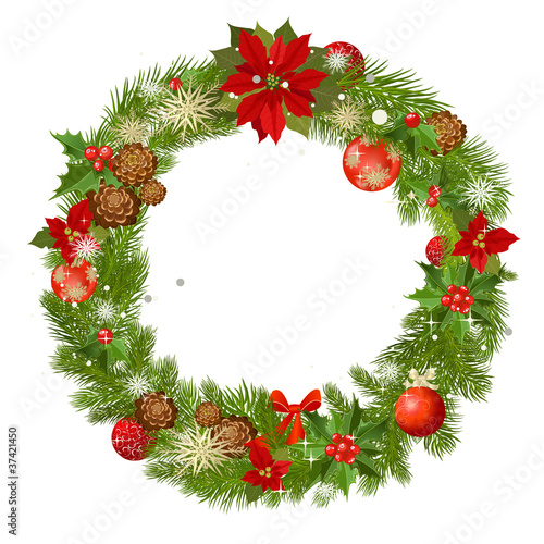Christmas garland vector frame
