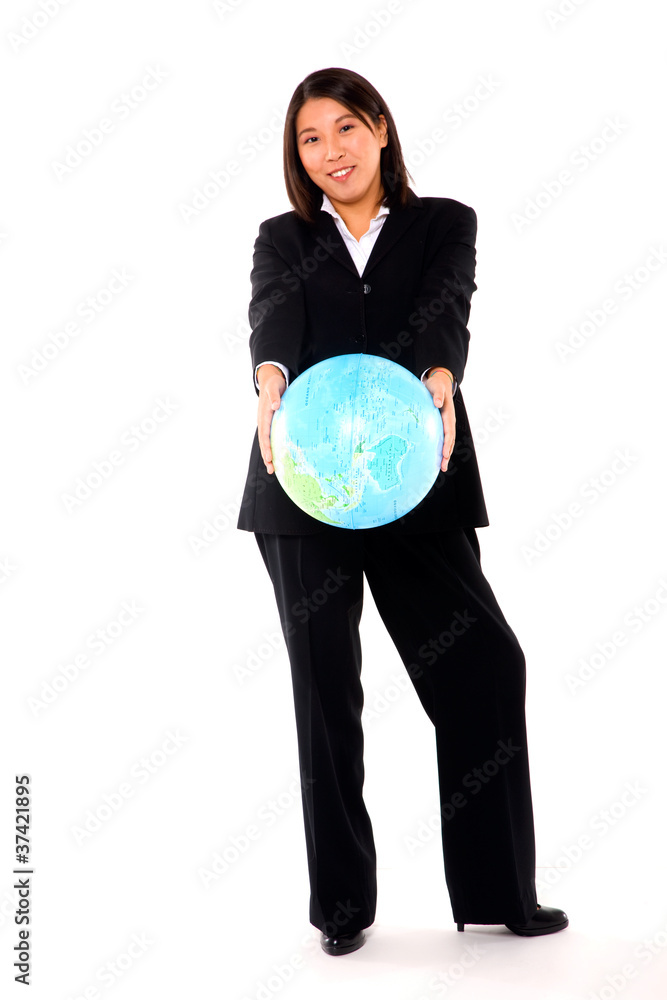 asian businesswoman with globe asian businesswoman with globe
