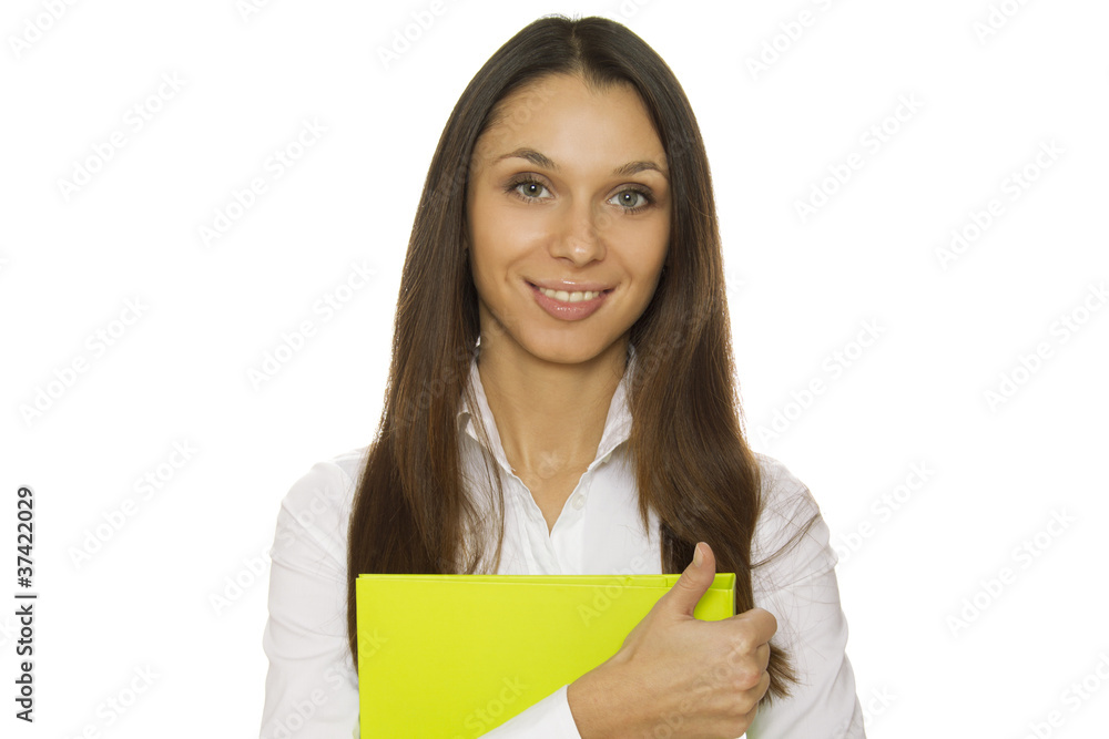 Close-up of business woman with folder Close-up of business woman with folder