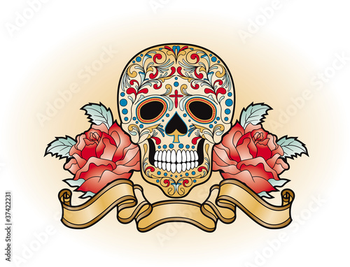 Dia de muertos - skull with roses