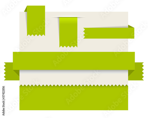 Green paper tags - Vector ribbons
