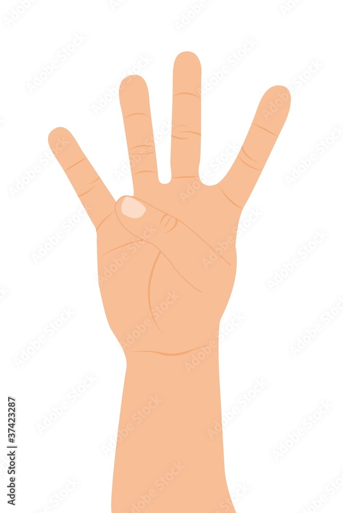 hand with four fingers up hand with four fingers up