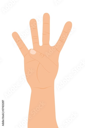 hand with four fingers up