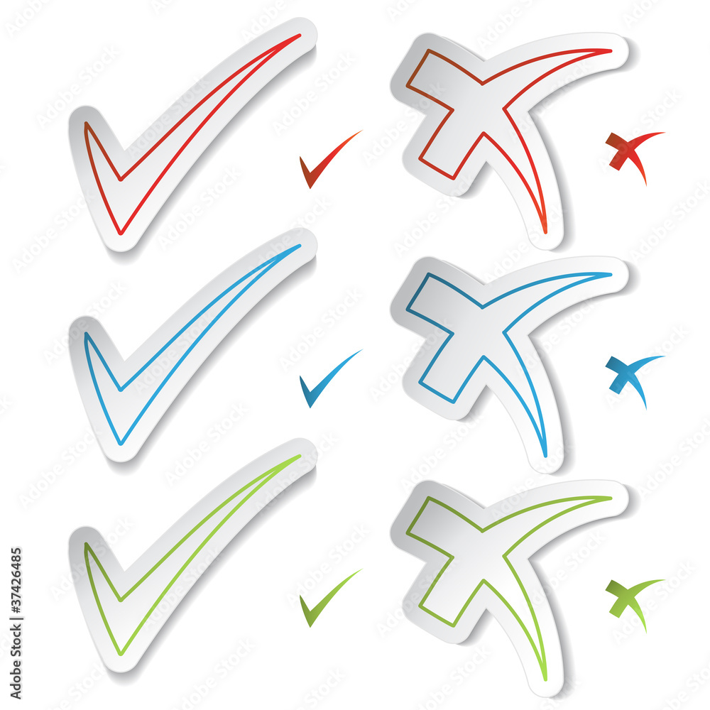 Vector check mark stickers Stock Vector | Adobe Stock