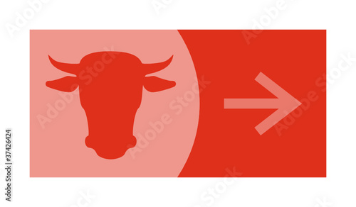 signe, symbole, picto, logo, flèche, boucher, bœuf, boucherie