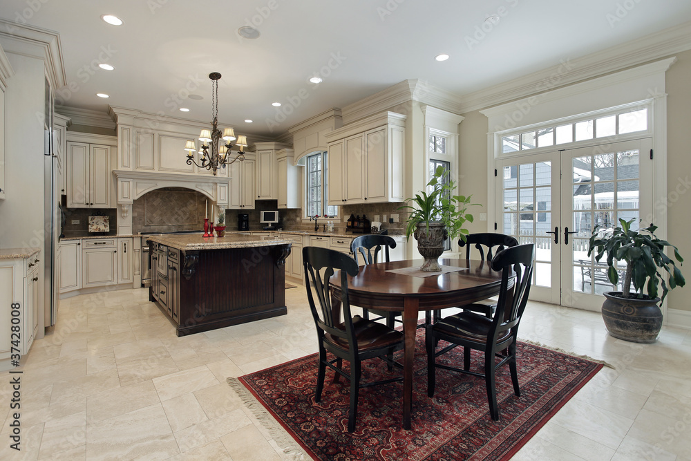 Naklejka premium Large kitchen with island