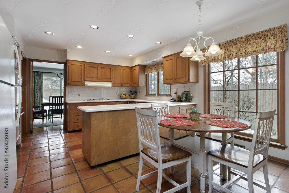 Obraz premium Kitchen with terra cotta flooring
