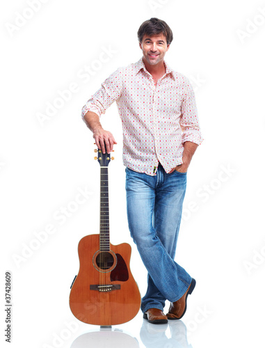 Happy man with guitar. © grinny