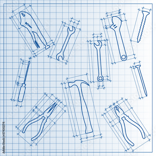 tools blueprint sketch, vector