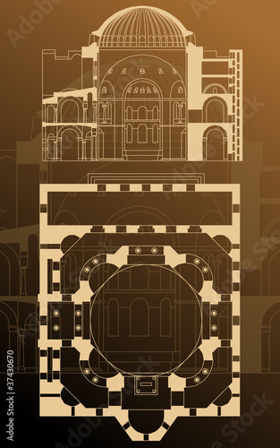 church floor plan and intersection, vector