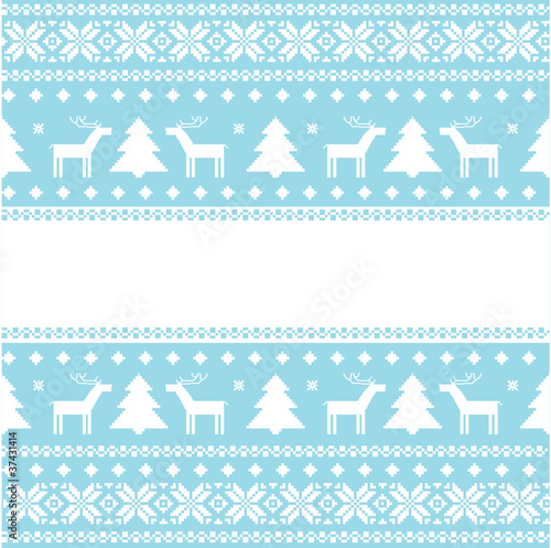Template christmas card traditional fair isle style