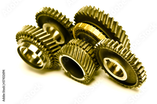 Gear wheels system over white background