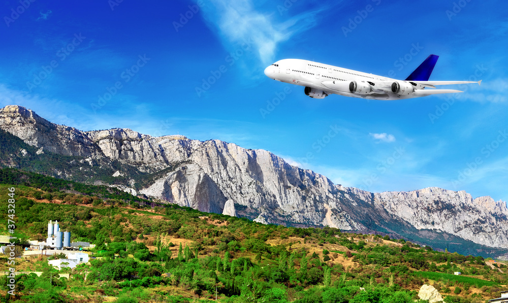 Modern airplane in South part of Crimea. Modern airplane in South part of Crimea.