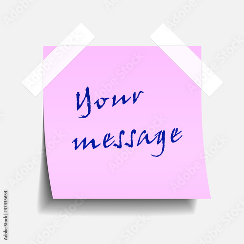 vector taped pink note paper