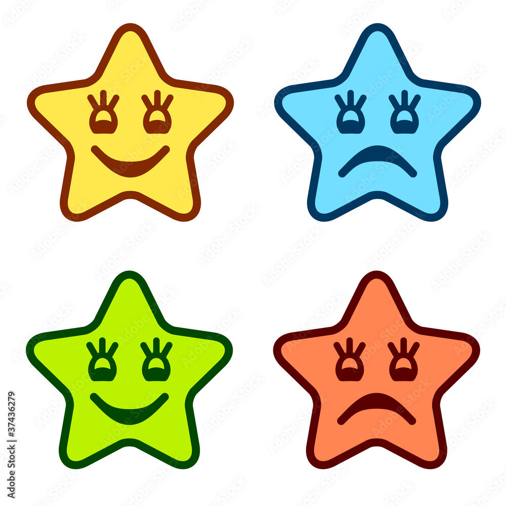 vector positive and negative faces of stars vector positive and negative faces of stars