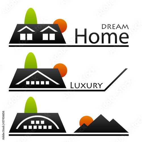vector house roof pictograms