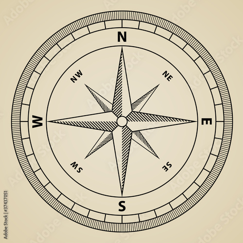 vector outline compass wind rose