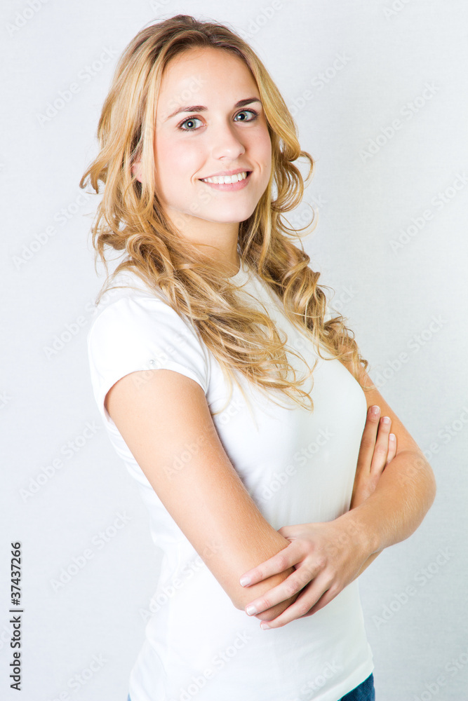 studio portrait of a beautiful blonde girl with expressions studio portrait of a beautiful blonde girl with expressions