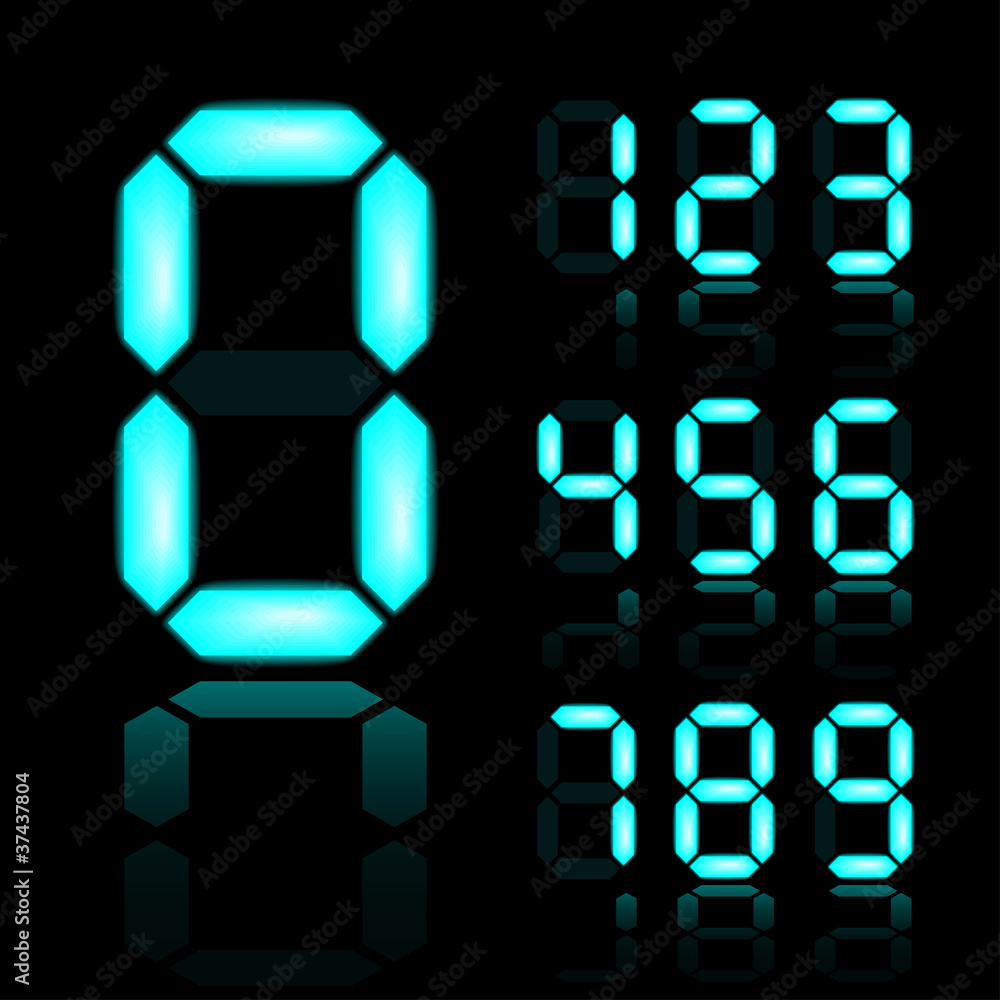 vector blue glowing digital numbers vector blue glowing digital numbers