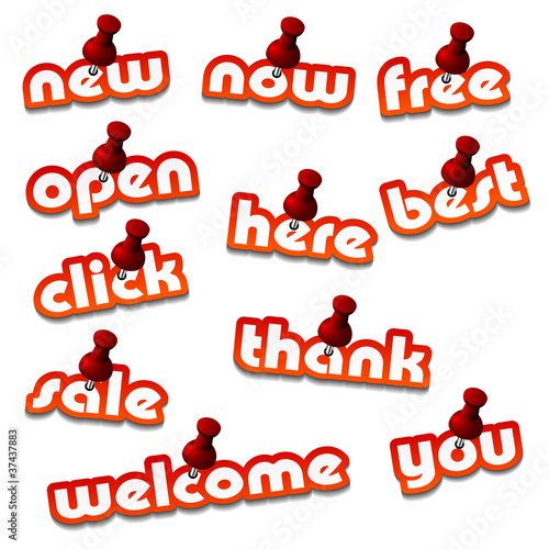 vector red attached promotional stickers