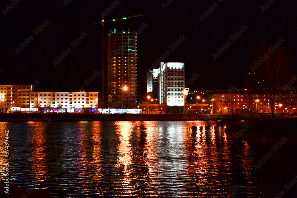 Night cityscape of Minsk.