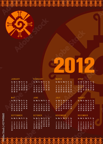 Calendar 2012 with Mayan symbol Hunab Ku photo