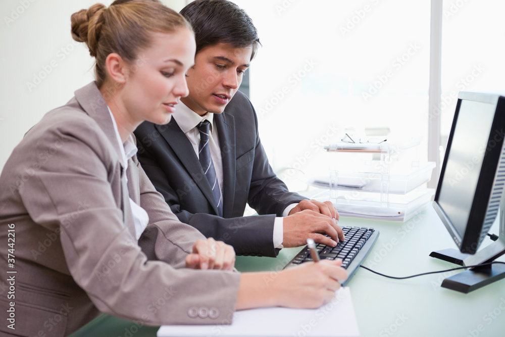 Young business people working with a computer Young business people working with a computer
