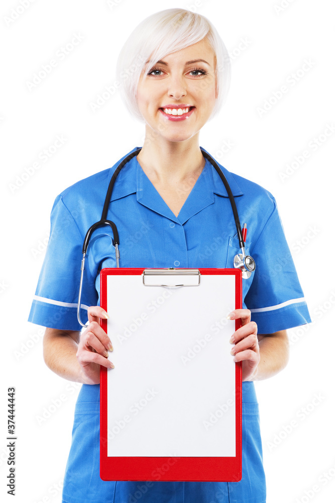 Friendly nurse on white background Friendly nurse on white background