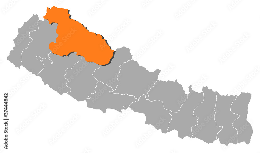 Map of Nepal, Karnali highlighted