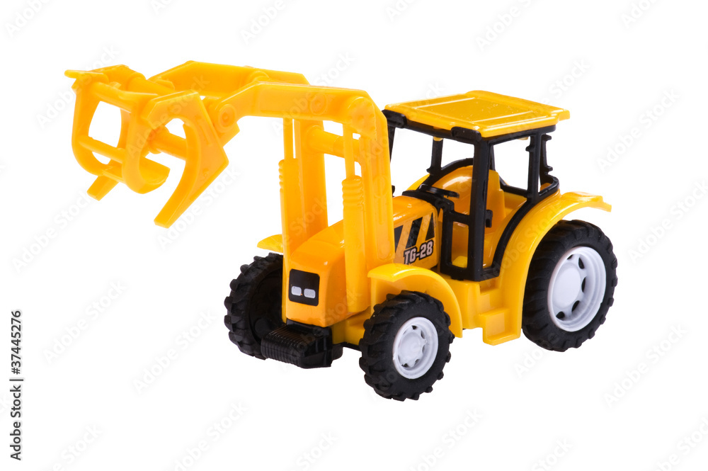 toy excavator close up on white toy excavator close up on white