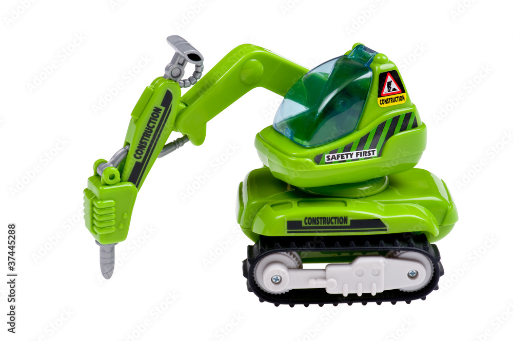Fototapeta premium toy excavator on white
