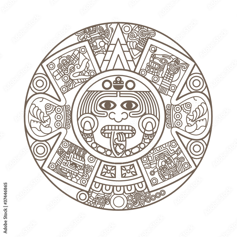 Stylized Aztec Calendar