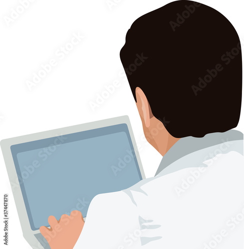 man and laptop, doctor with laptop